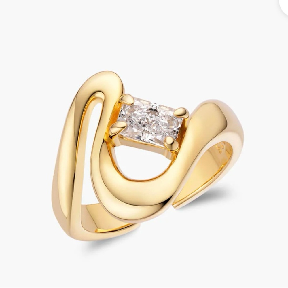 Real Gold cubic zirconia ring adjustable size